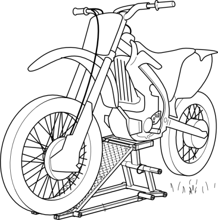 a drawing of a motorcycle on a stand