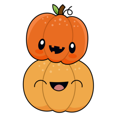 a cartoon pumpkin sitting on top of another pumpkin