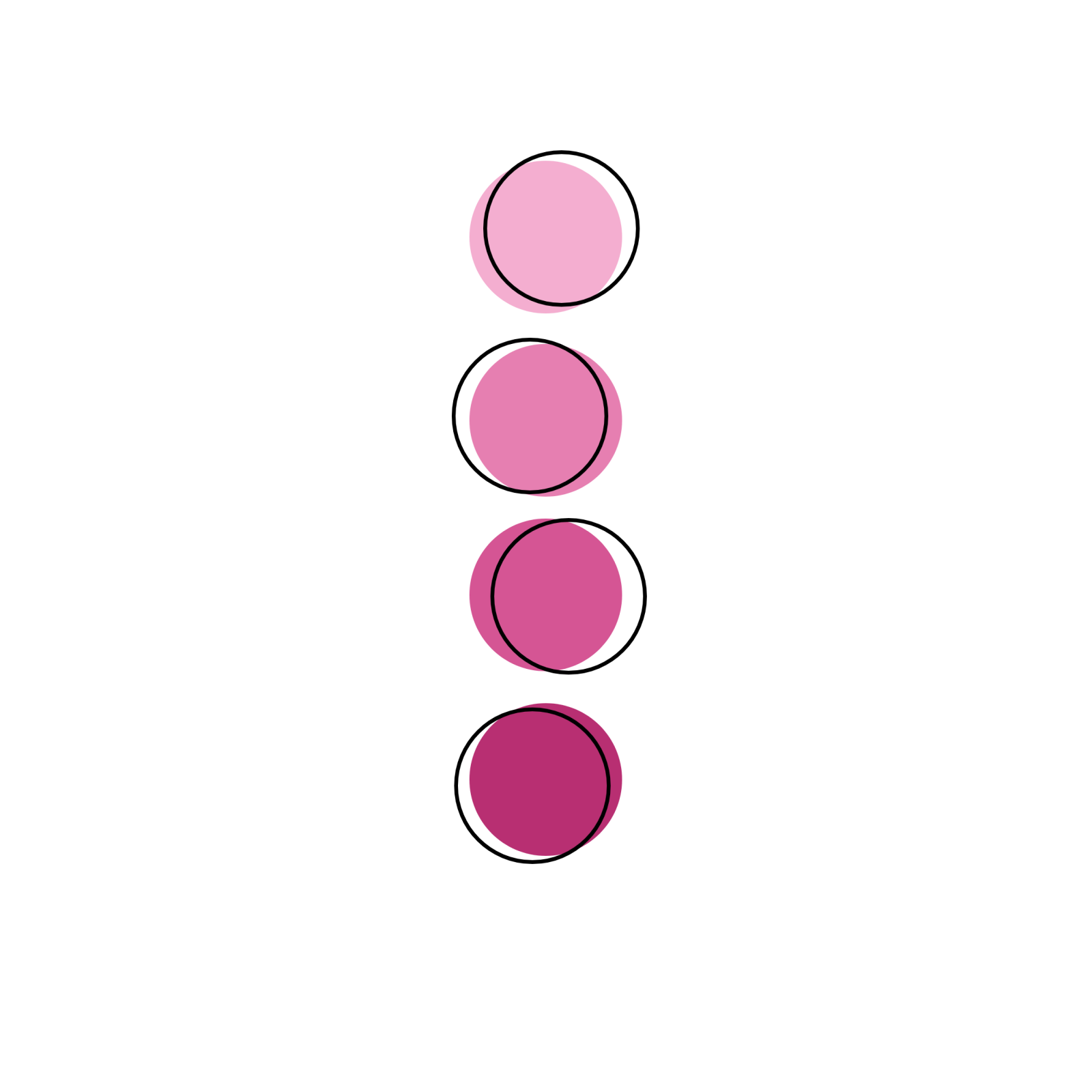 a pink circle with three circles in the middle