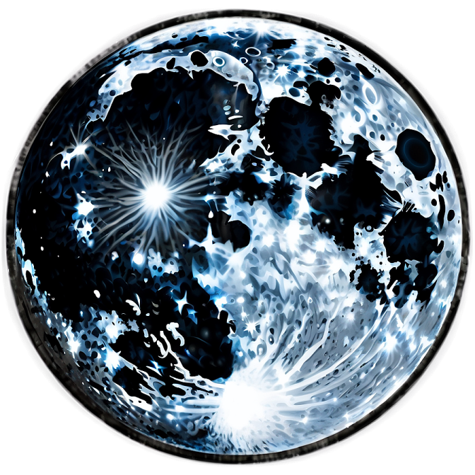 a blue moon with stars in the middle