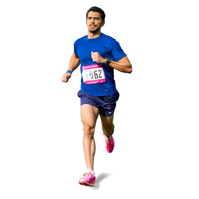 a man running on a white background