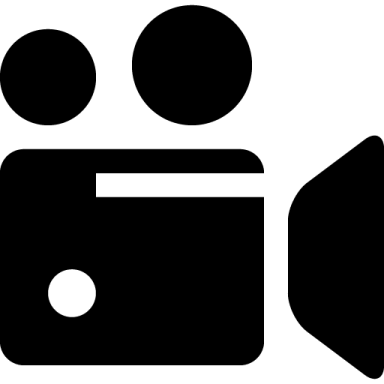 a black and white icon of a video camera