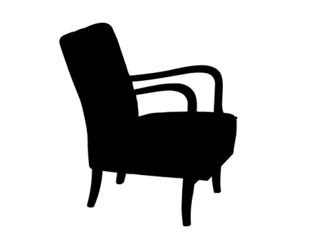 a black and white silhouette of a chair