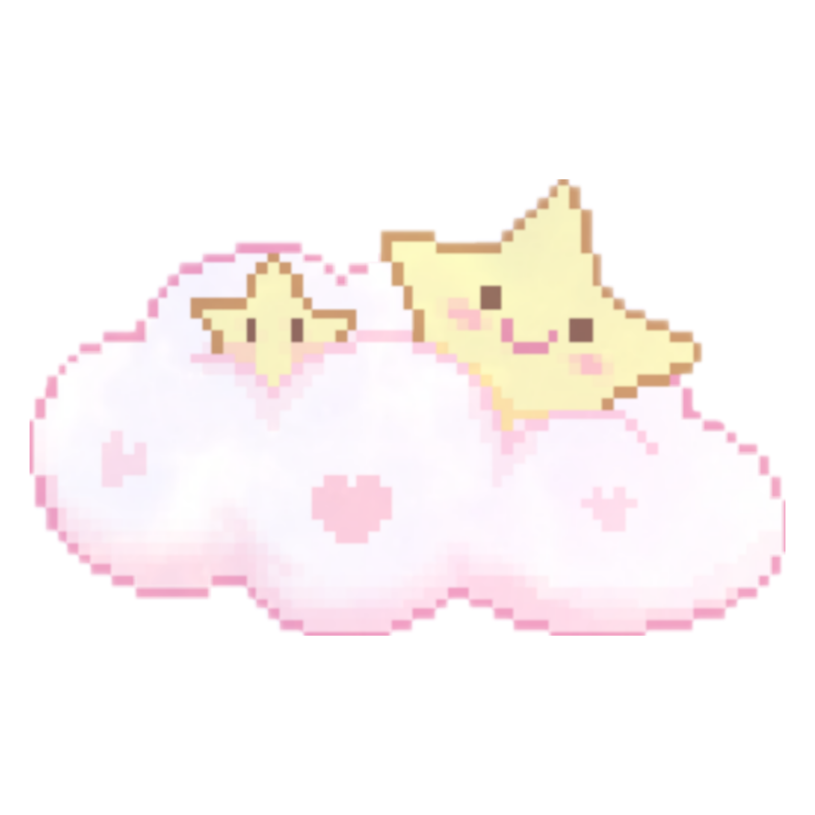 two pokemons sitting on top of a cloud