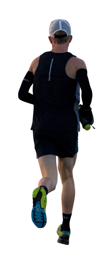 a man running on a white background