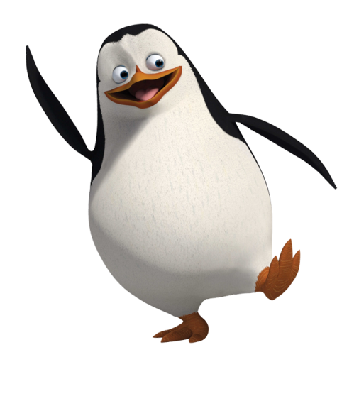 a cartoon penguin standing on its hinds