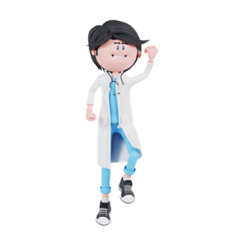 a cartoon character dressed as a doctor