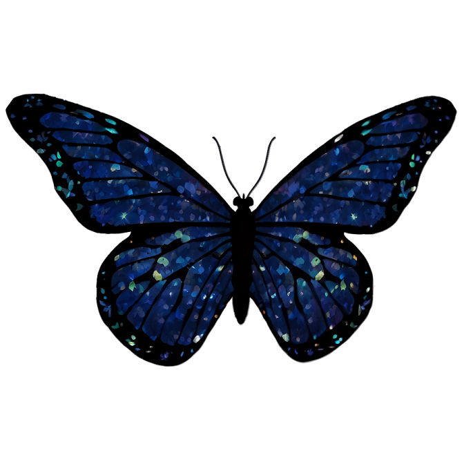 a blue butterfly on a white background