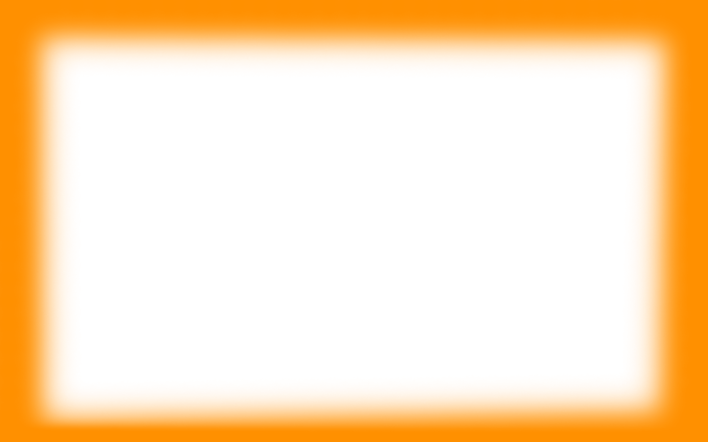 an orange square frame on a white background