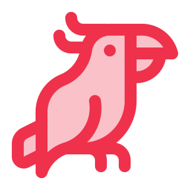 a red bird sitting on top of a white background