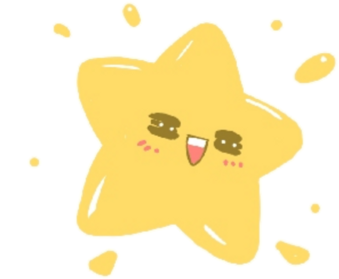 a yellow star with an open mouth and eyes