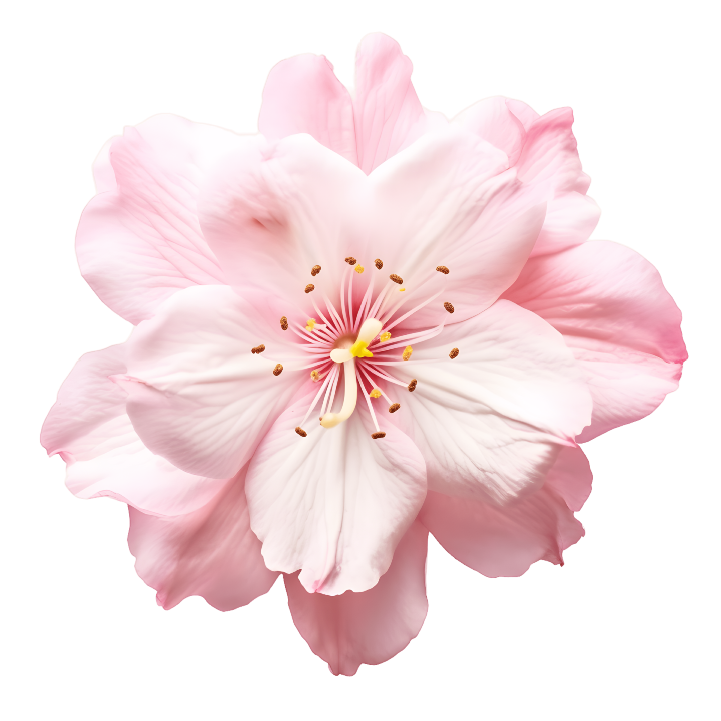 a pink flower on white background