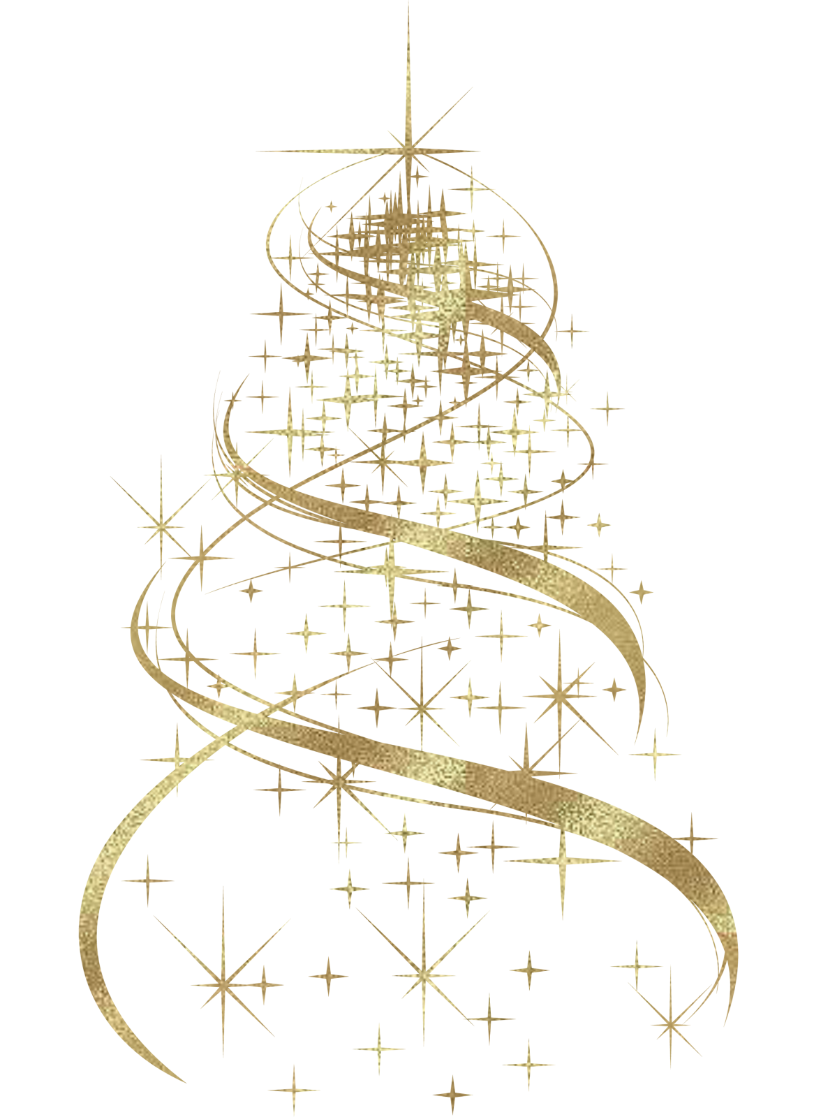 a gold christmas tree on a white background