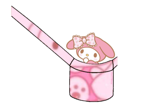 a cartoon dog in a pink bucket
