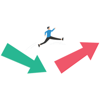 a person jumping over an arrow