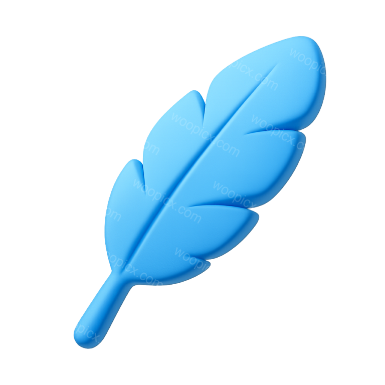 a blue feather on a white background