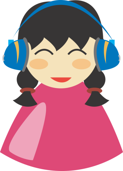 a girl with headphones