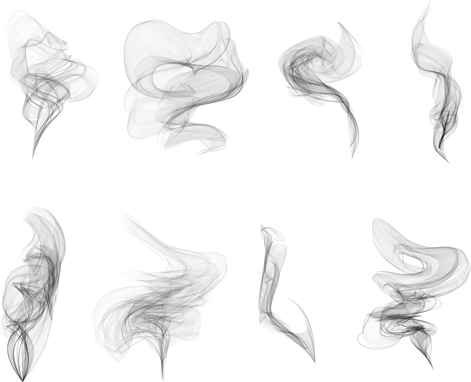 a set of smokes on a white background