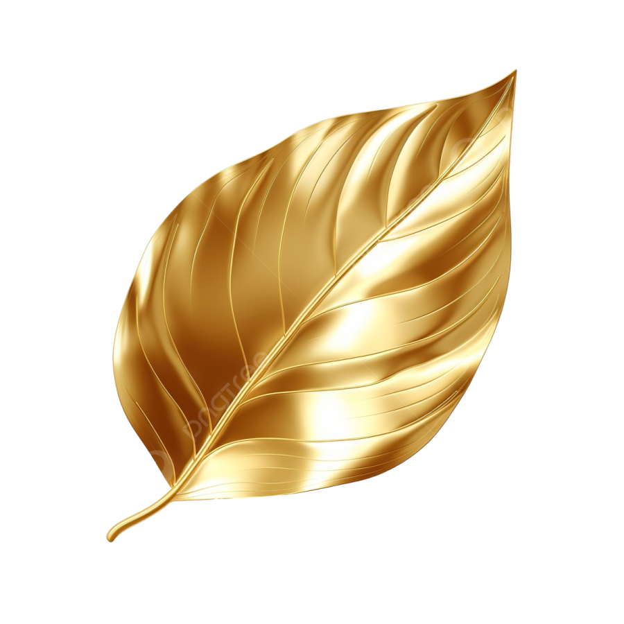 golden leaf on white background