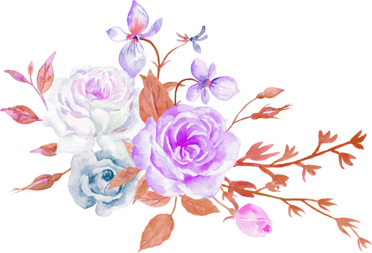 a watercolor painting of flowers and leaves
