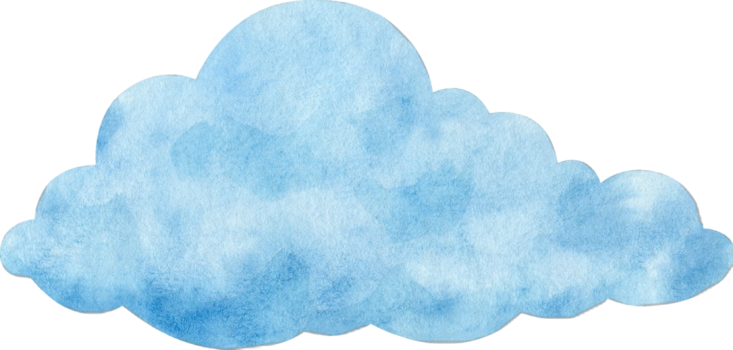 a blue watercolor cloud on white background