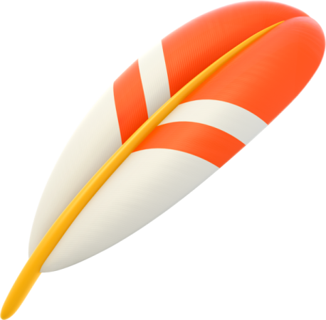 an orange and white surfboard on a white background