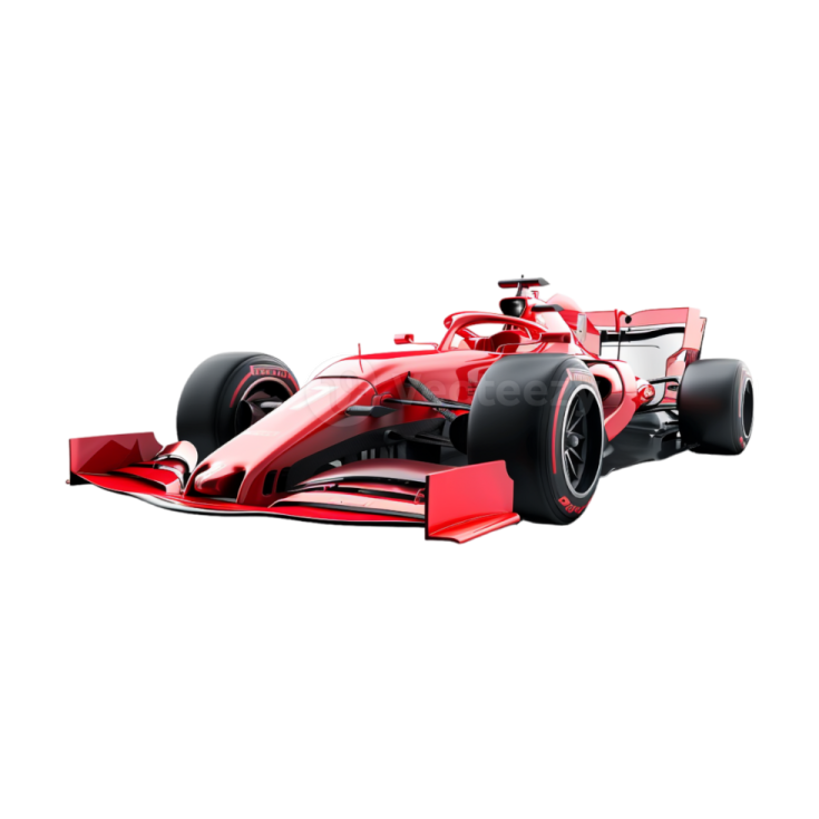 a red race car on white background