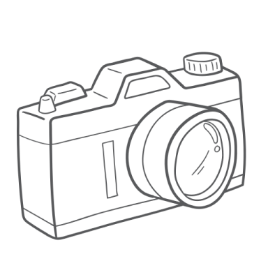 a black and white drawing of a camera