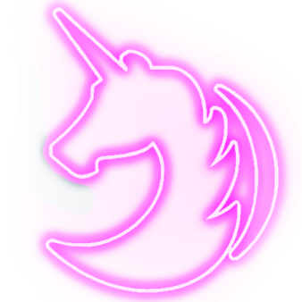 the neon unicorn logo on a white background