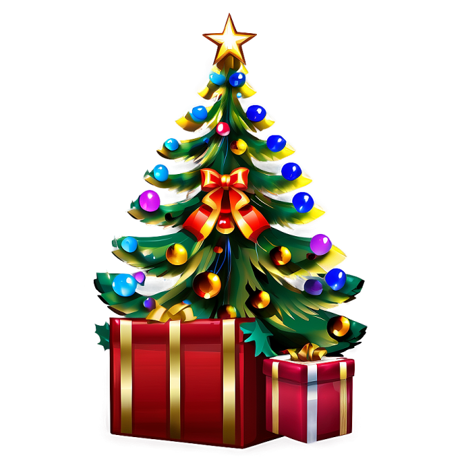 a christmas tree with presents around it