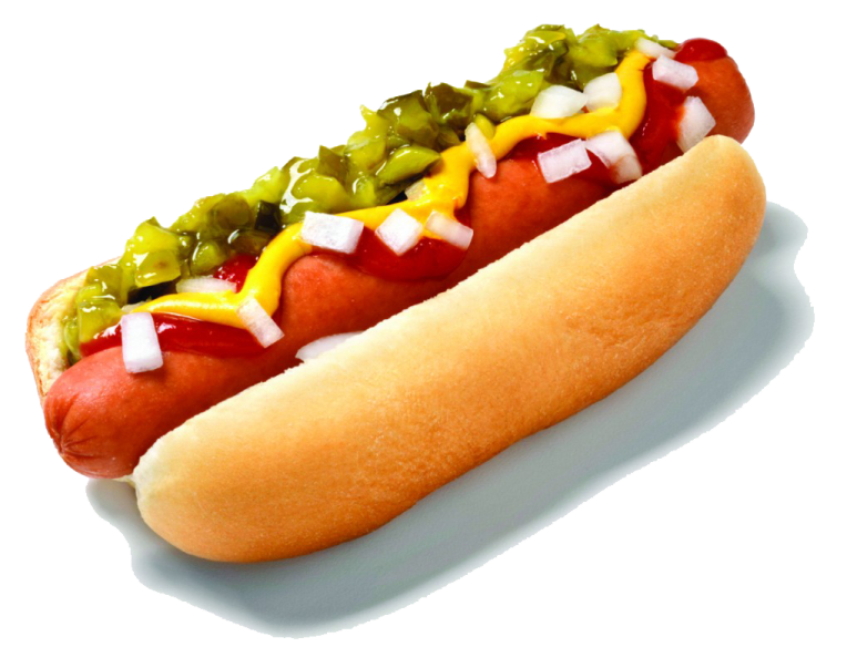 a hot dog on a white background