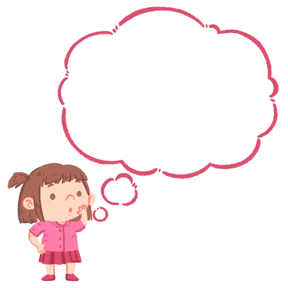 a girl with a thought bubble
