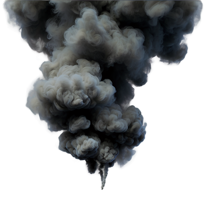 a black cloud of smoke on a white background