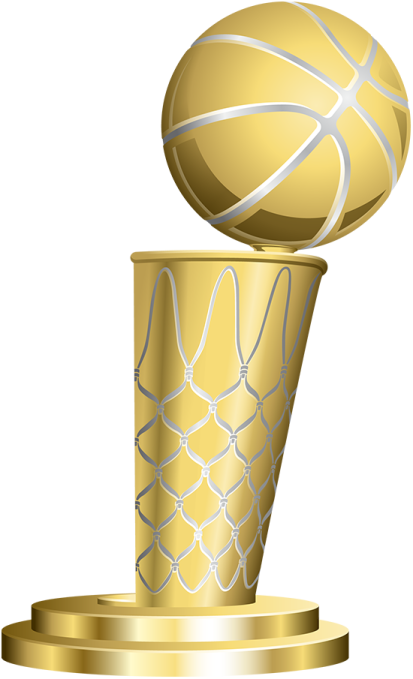 a golden basketball trophy with a white background