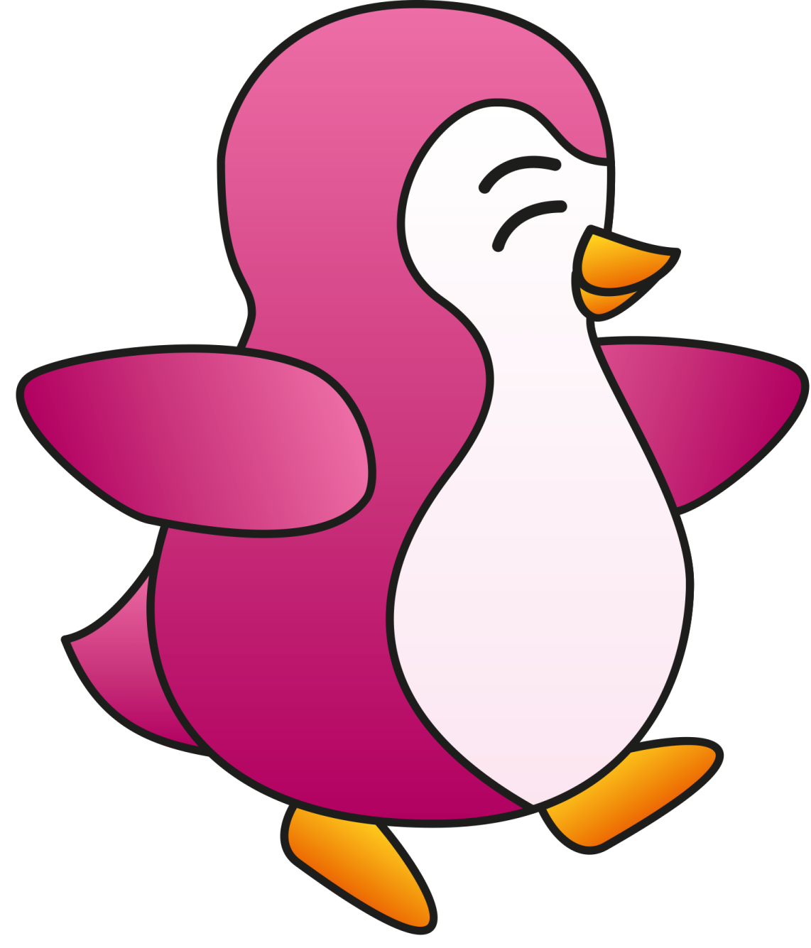 a cartoon penguin with its wings open