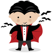 a little boy dressed as dracula with bats