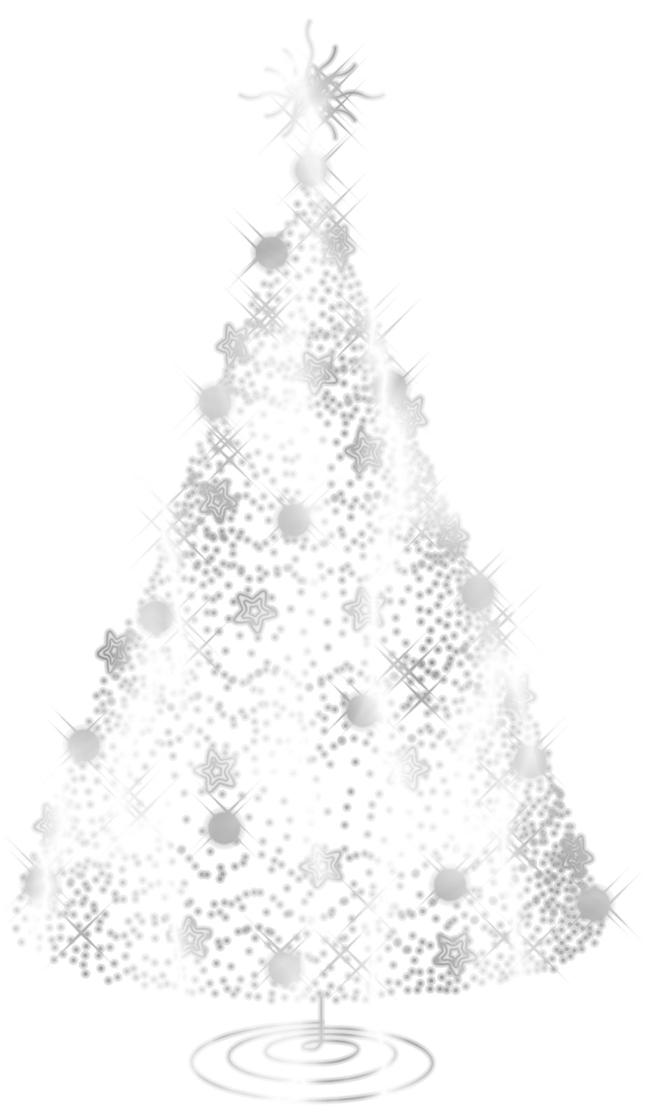 a silver christmas tree on a white background