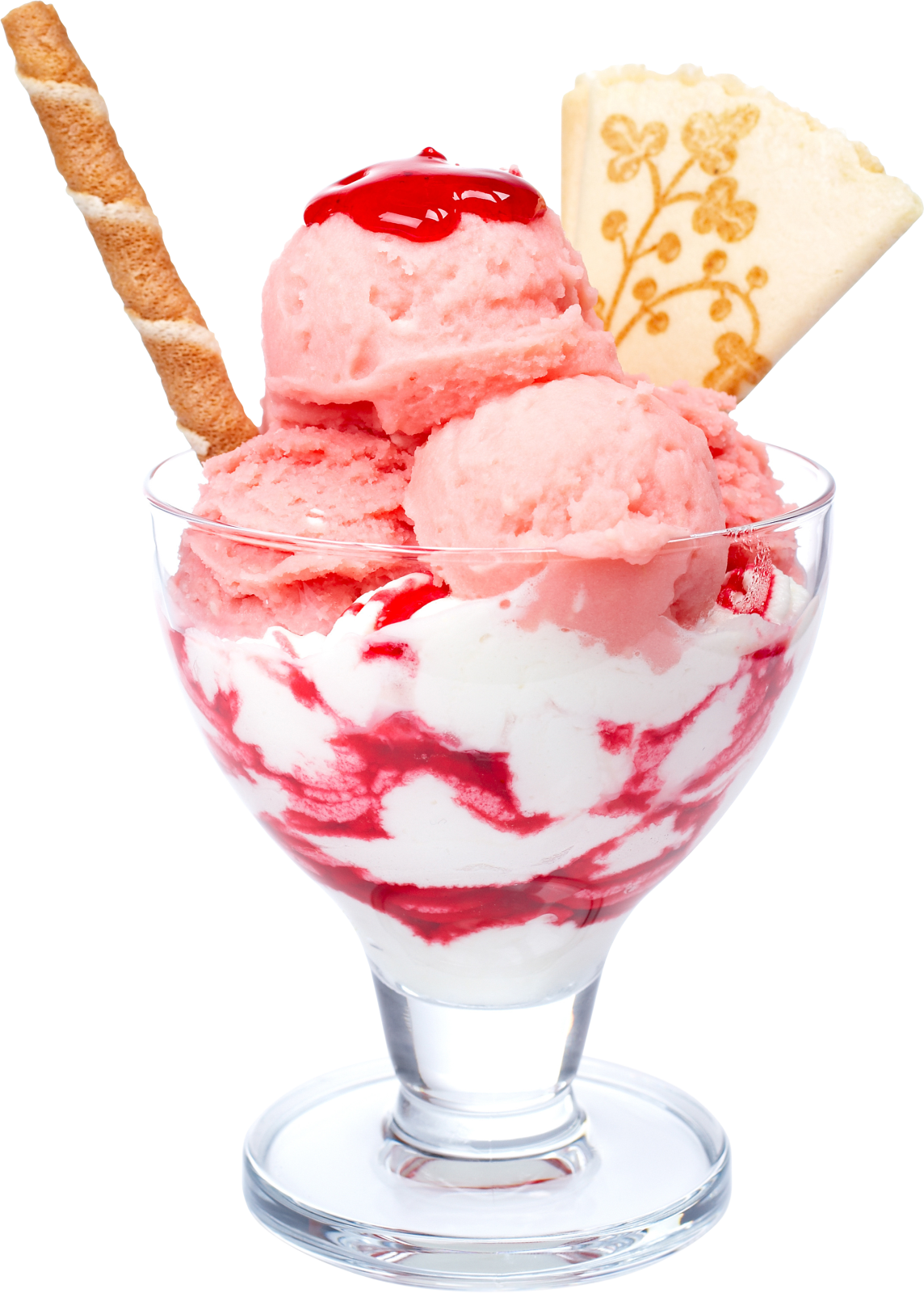 a glass bowl filled with ice cream and cherry sorb