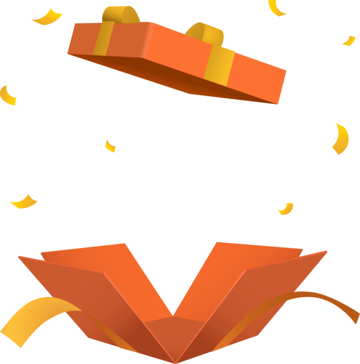 an orange box with a bow on top of it