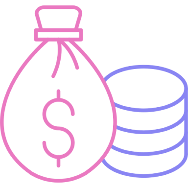 a bag of money and coins