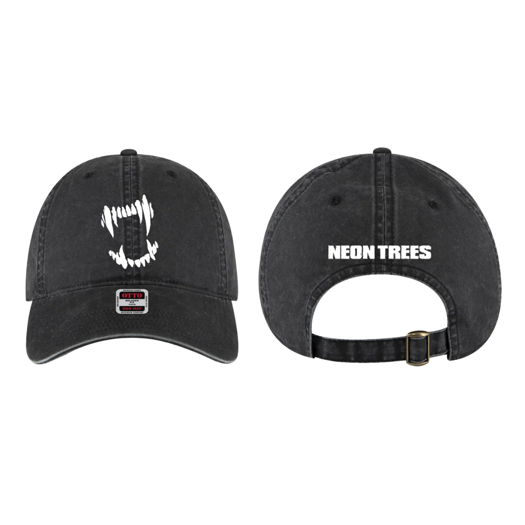 a black hat with a white logo on it