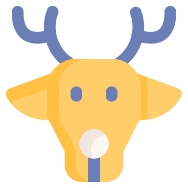 a deer head with horns