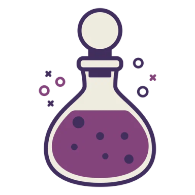 a beakle filled with purple liquid