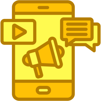 a phone with a megaphone icon on the screen