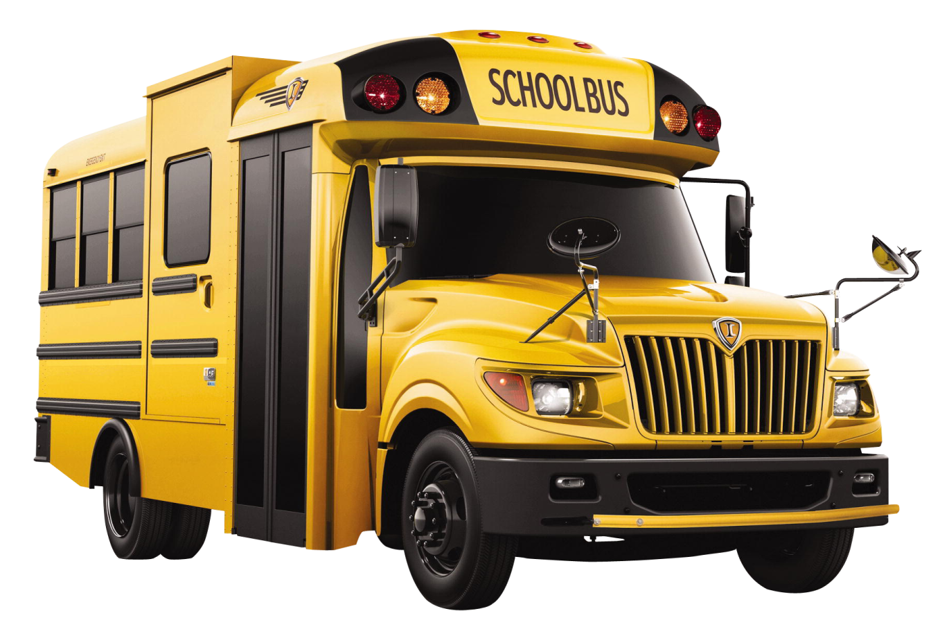 a yellow school bus on a white background