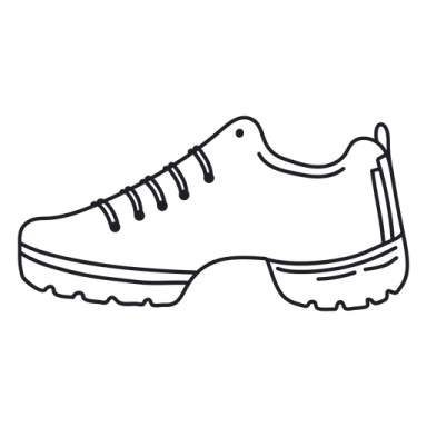 a black and white drawing of a shoe
