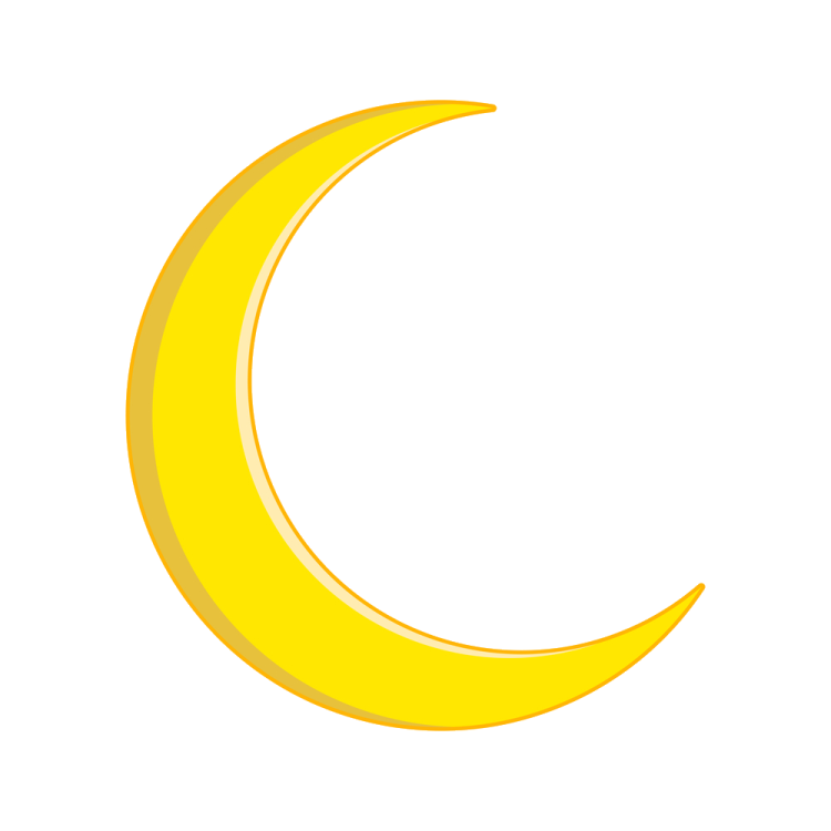 a yellow crescent on a white background