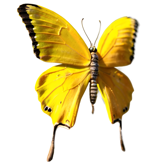 a yellow butterfly on a white background