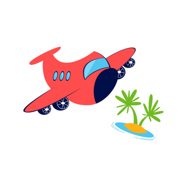 an airplane flying over a beach with palm trees