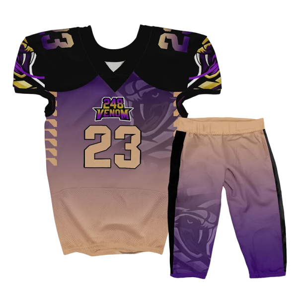 a purple and black football uniform with the number 23 on it